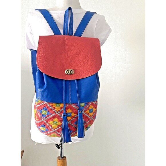 WAYUU Mochila Backpack Kuteq 100% Leather and Handwoven Material Colombian - Picture 1 of 12